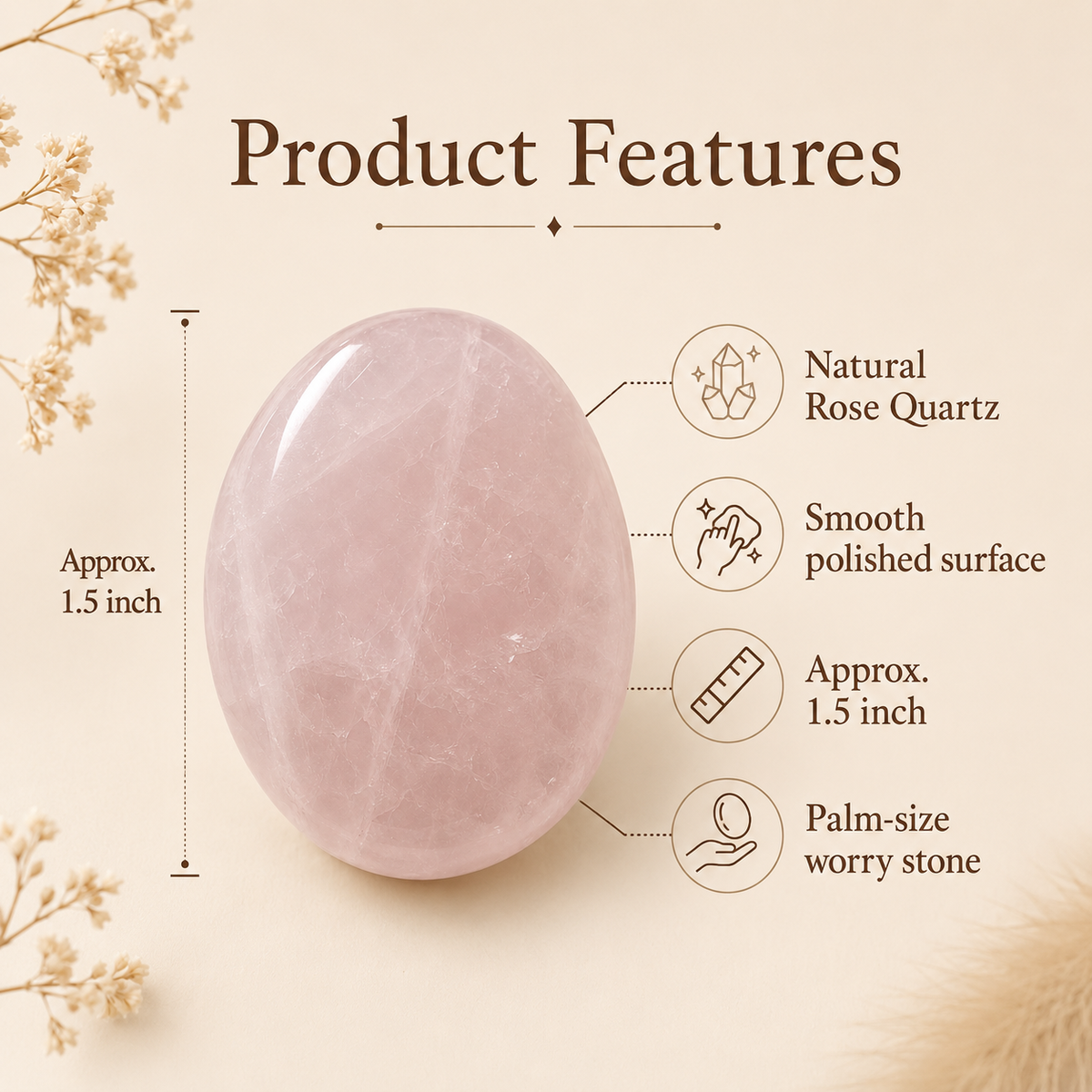 Rose Quartz Pocket Stones (Anxiety Relief and Relaxation)