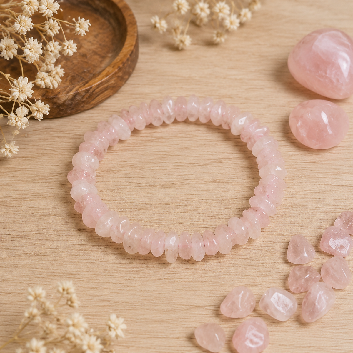 Rose Quartz Chip Bracelet (Creativity and Calming)