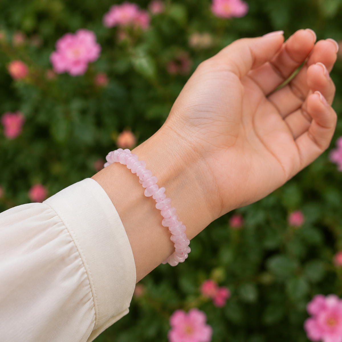 Rose Quartz Chip Bracelet (Creativity and Calming)