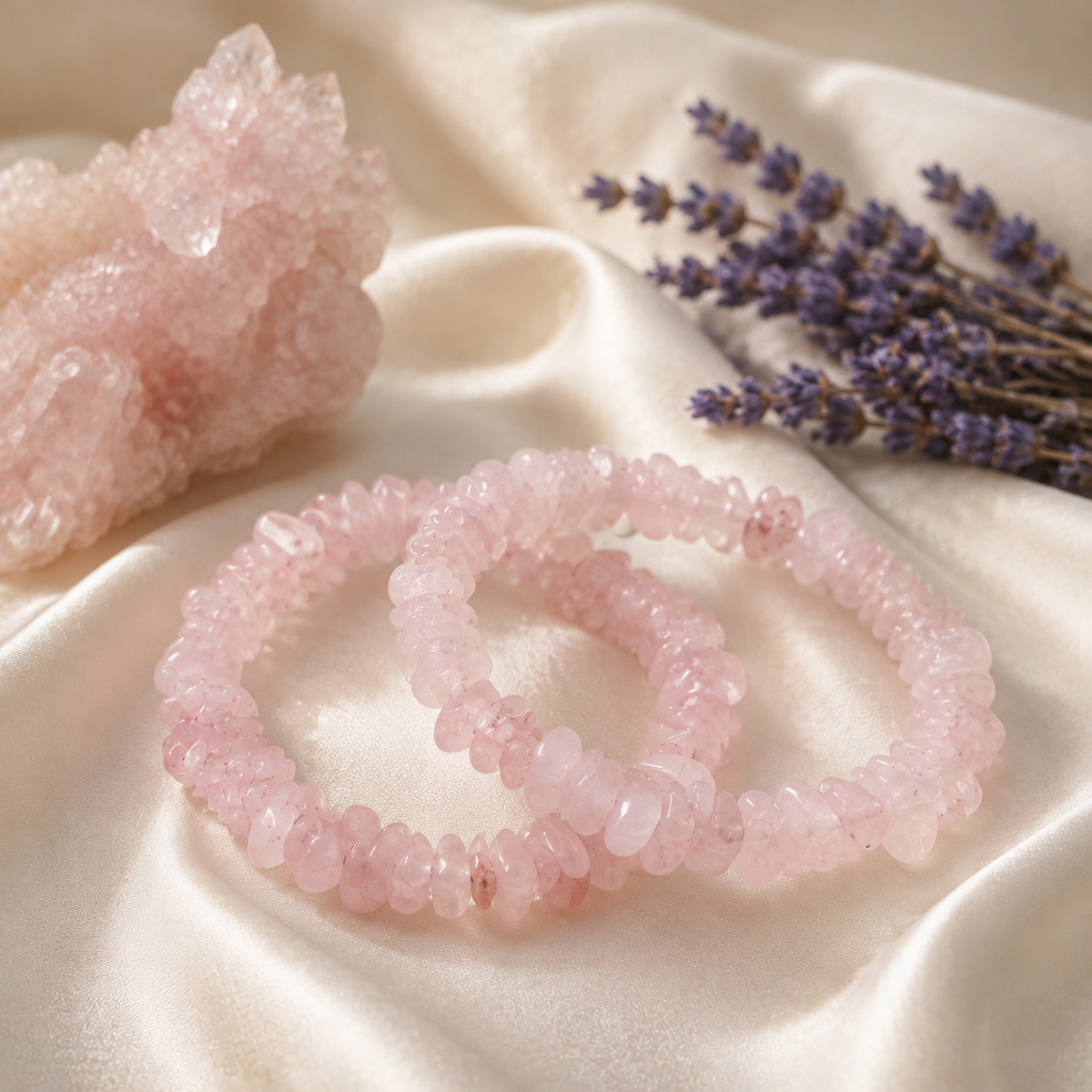 Rose Quartz Chip Bracelet (Creativity and Calming)