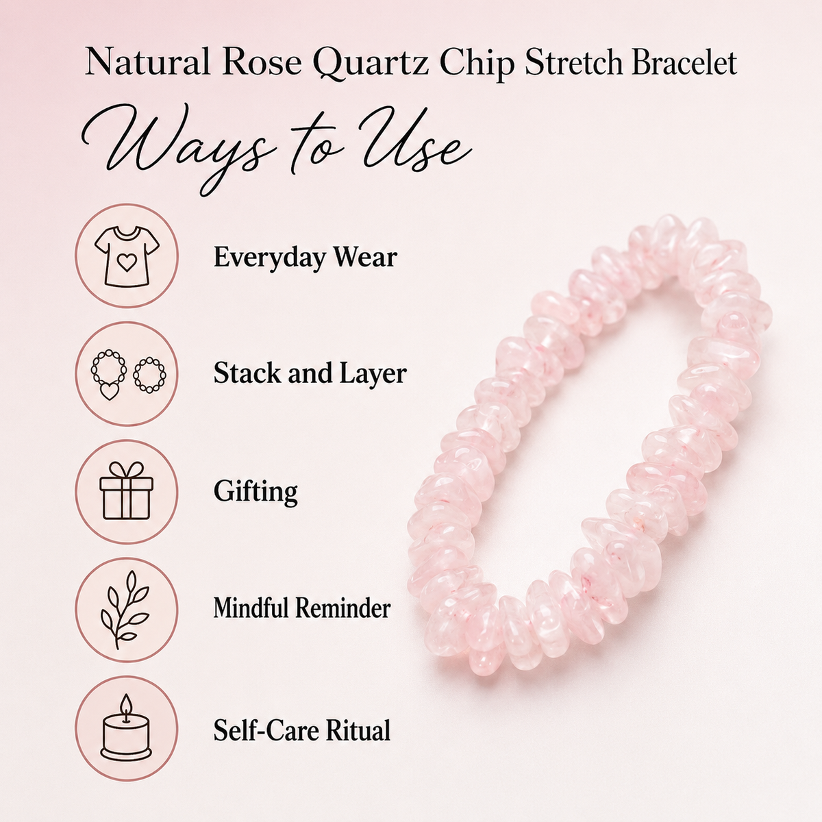 Rose Quartz Chip Bracelet (Creativity and Calming)