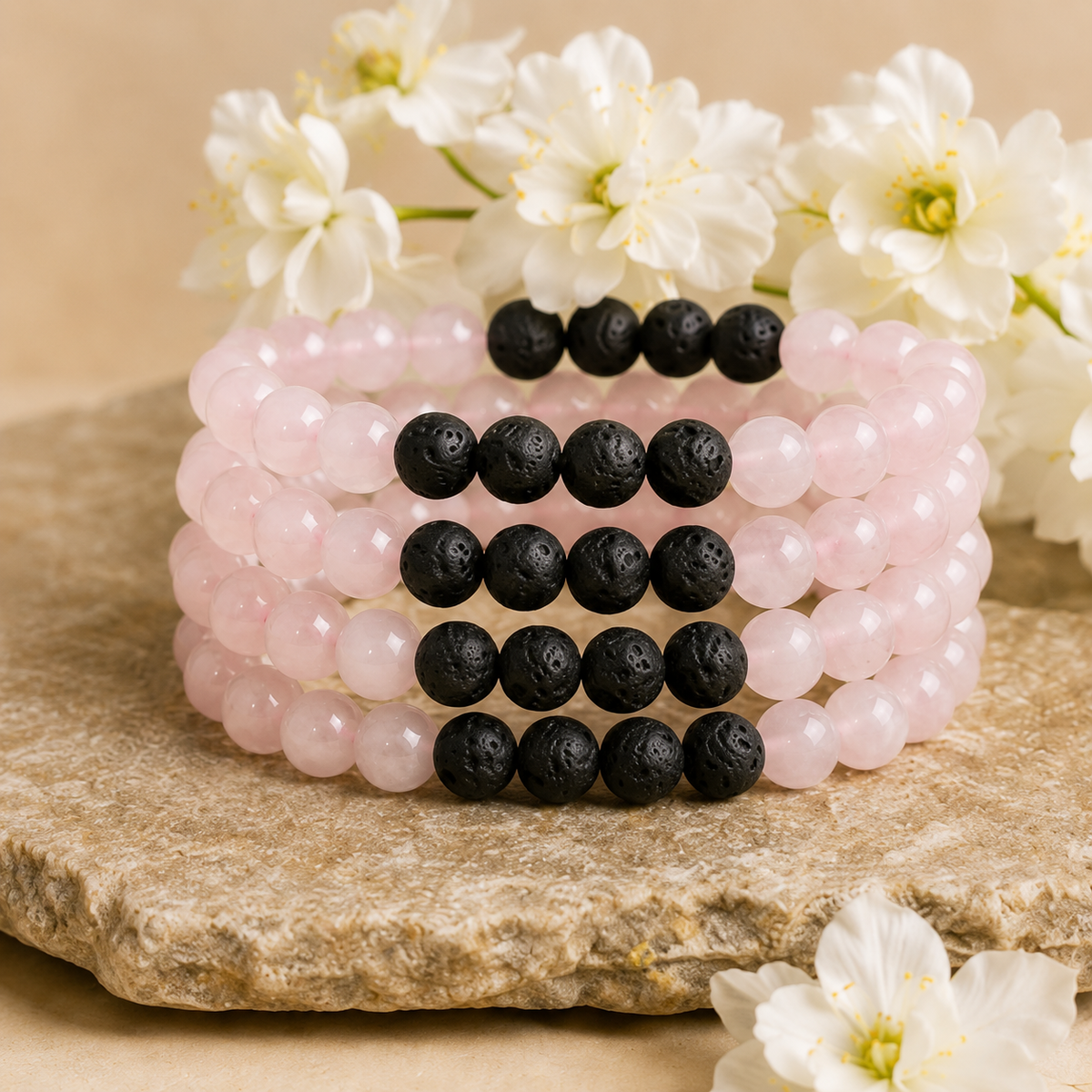 Rose Quartz Diffuser Bracelet, Lava Diffuser Jewelry, Aromatherapy, Essential Oil Bracelet, Spiritual Gift, Yoga Gift for Her