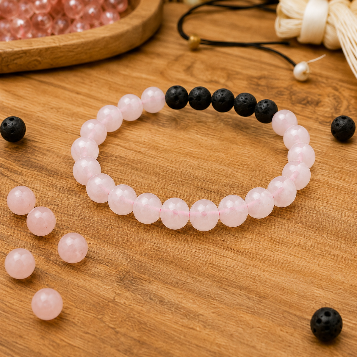 Rose Quartz Diffuser Bracelet, Lava Diffuser Jewelry, Aromatherapy, Essential Oil Bracelet, Spiritual Gift, Yoga Gift for Her