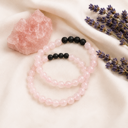 Rose Quartz Diffuser Bracelet, Lava Diffuser Jewelry, Aromatherapy, Essential Oil Bracelet, Spiritual Gift, Yoga Gift for Her
