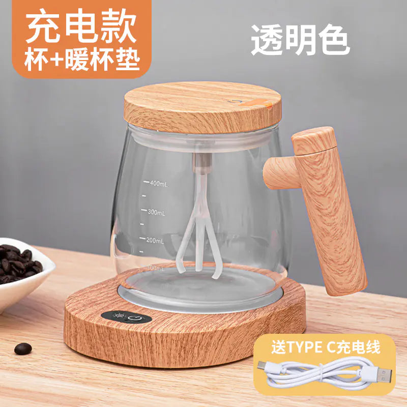 Japanese Automatic Stirring Glass Mug for Coffee & More