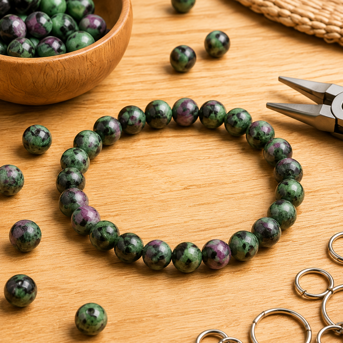 Ruby Zoisite Bracelet (Masculine & Feminine Energies and Harmony ).