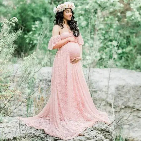 Maternity Photography Props Lace Wedding Dress Gown - 888