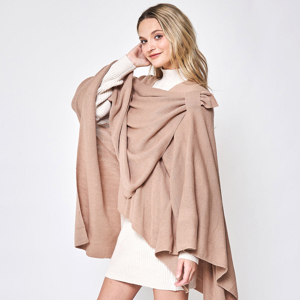 Shoulder Strap Solid Ruana Poncho