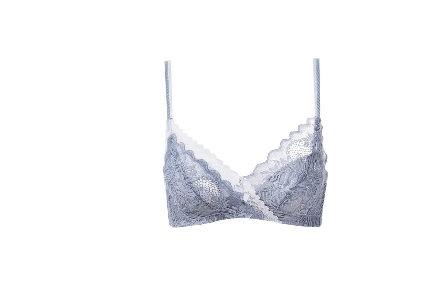 Lace Embroidered Wireless Thick AB Cup Bra Set - Lingerie