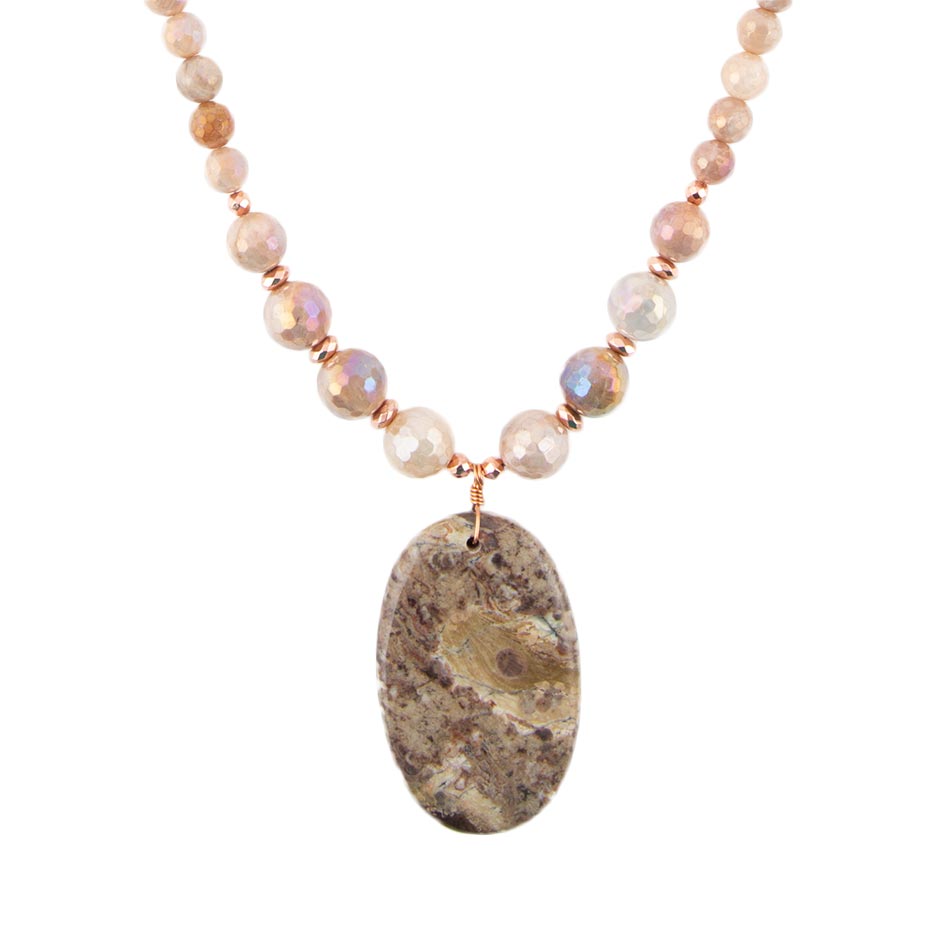 Jasper Slab in Pink Necklace