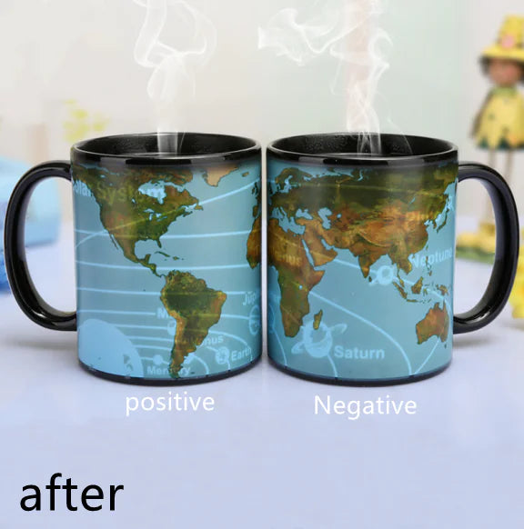 Color-Changing Earth Mug with World Map Design