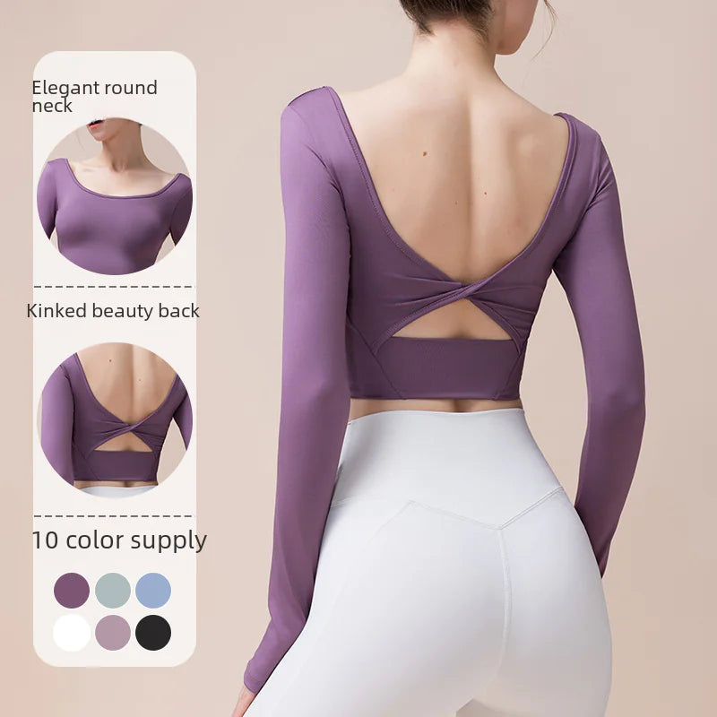 New Autumn Winter Yoga Long Sleeve Top with Padding - Lingerie