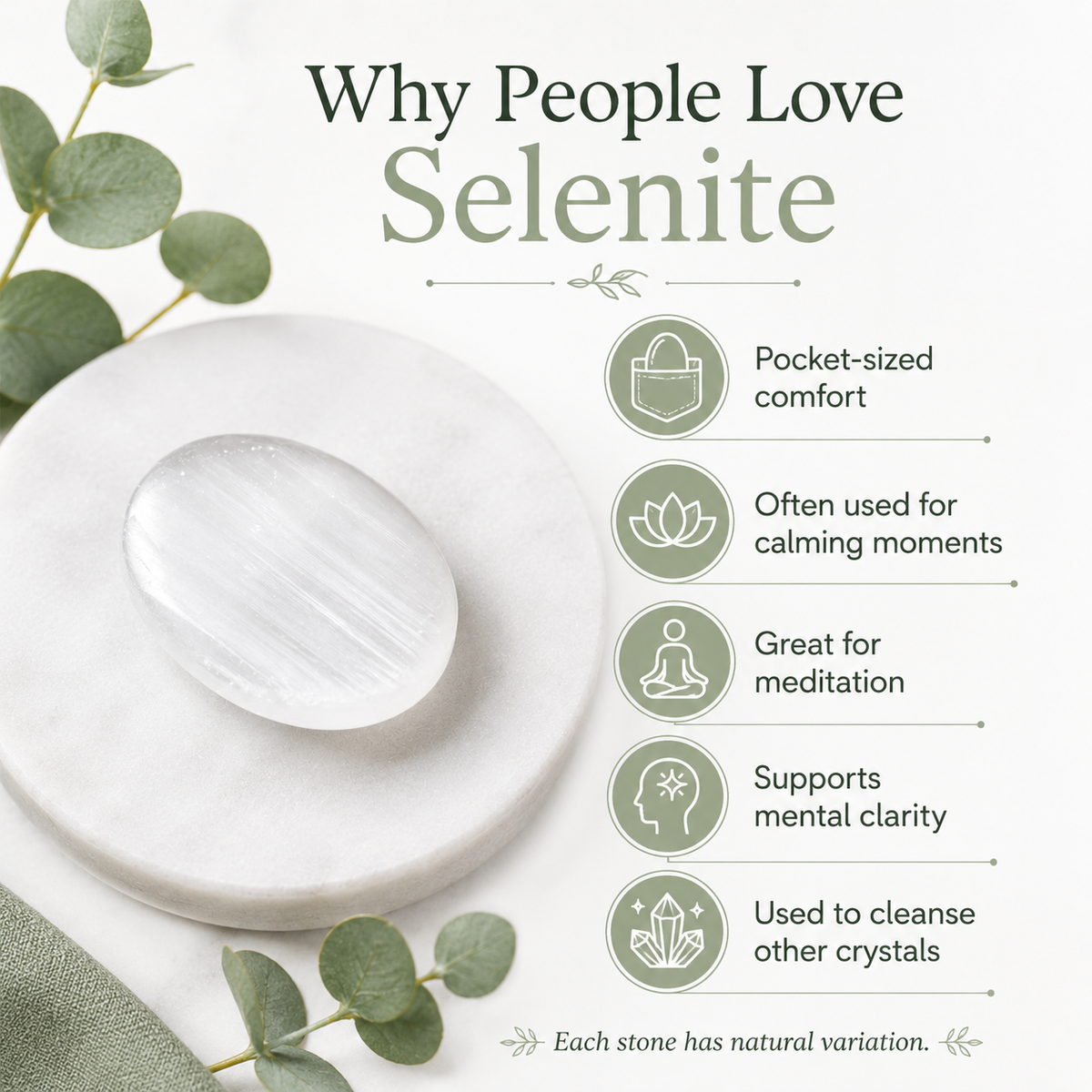 Selenite Pocket Stones (Protection and Clairvoyance )