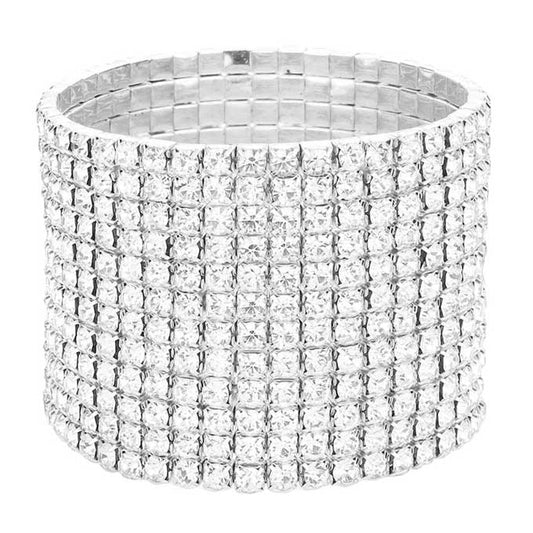 12-Row Crystal Rhinestone Stretchable Bracelet