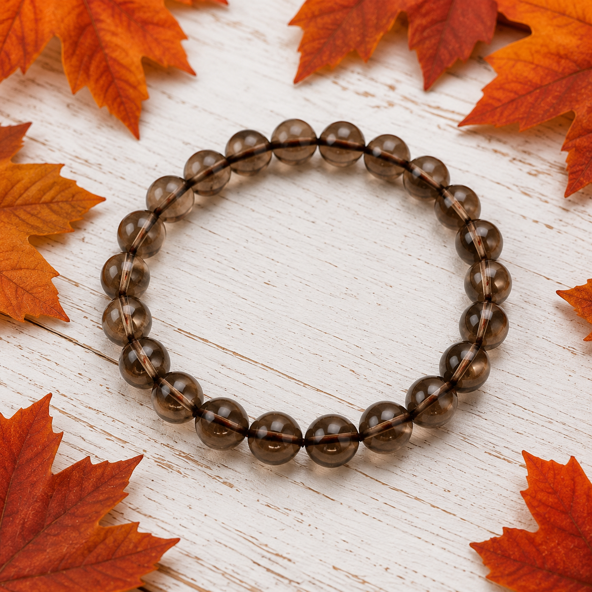 Smokey Quartz Bracelet | Smoky Quartz Bead Bracelet (Depression and Abundance)