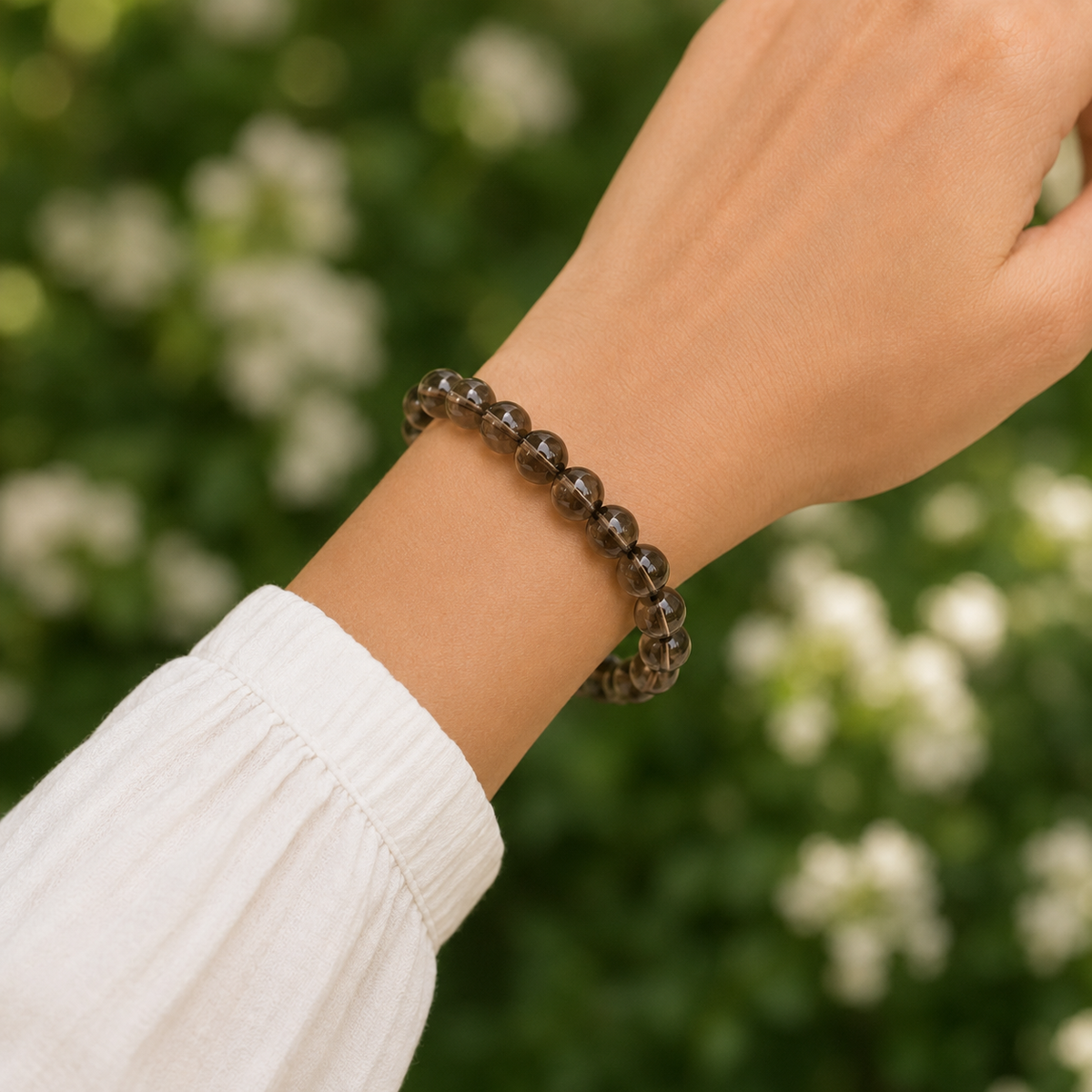 Smokey Quartz Bracelet | Smoky Quartz Bead Bracelet (Depression and Abundance)