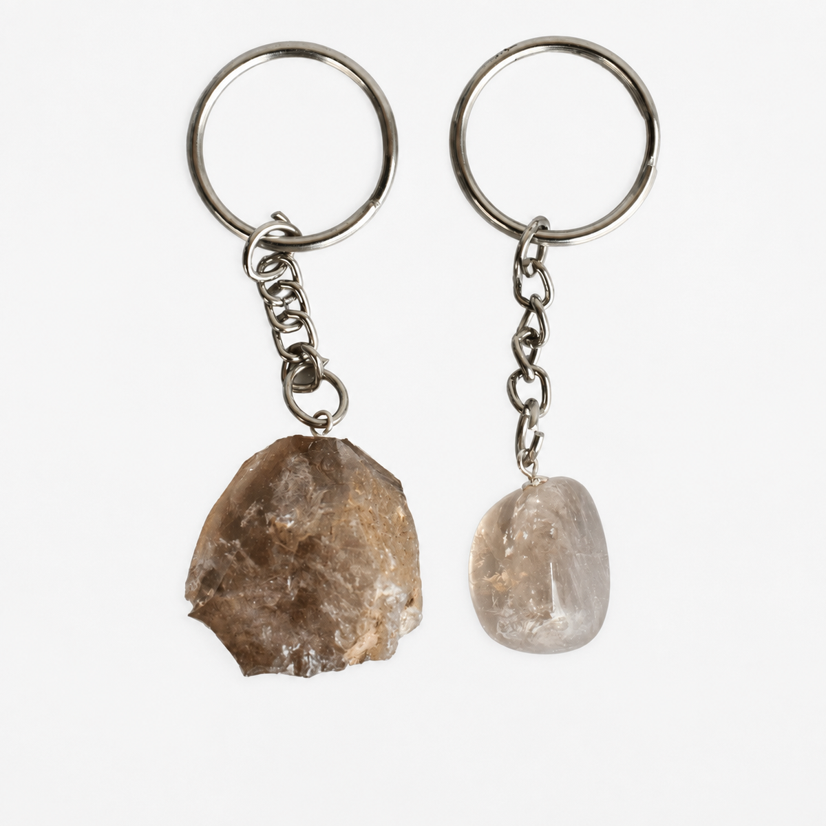 Smokey Quartz Key Chain, Gemstone Keychain Crystal Key Ring (Purification and Grounding)