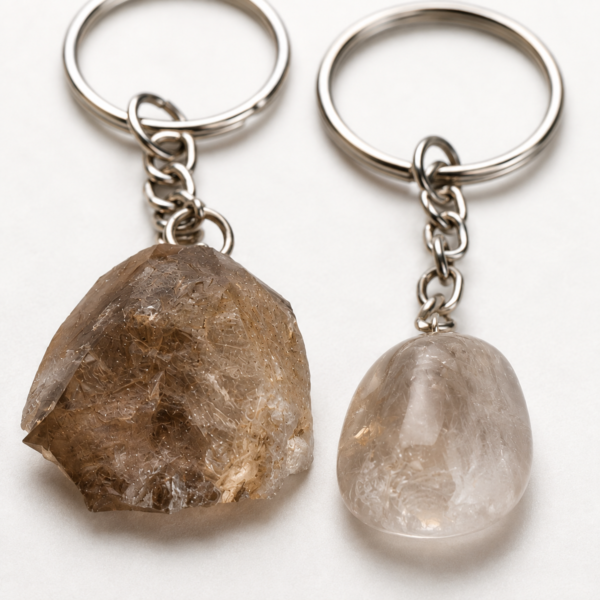 Smokey Quartz Key Chain, Gemstone Keychain Crystal Key Ring (Purification and Grounding)
