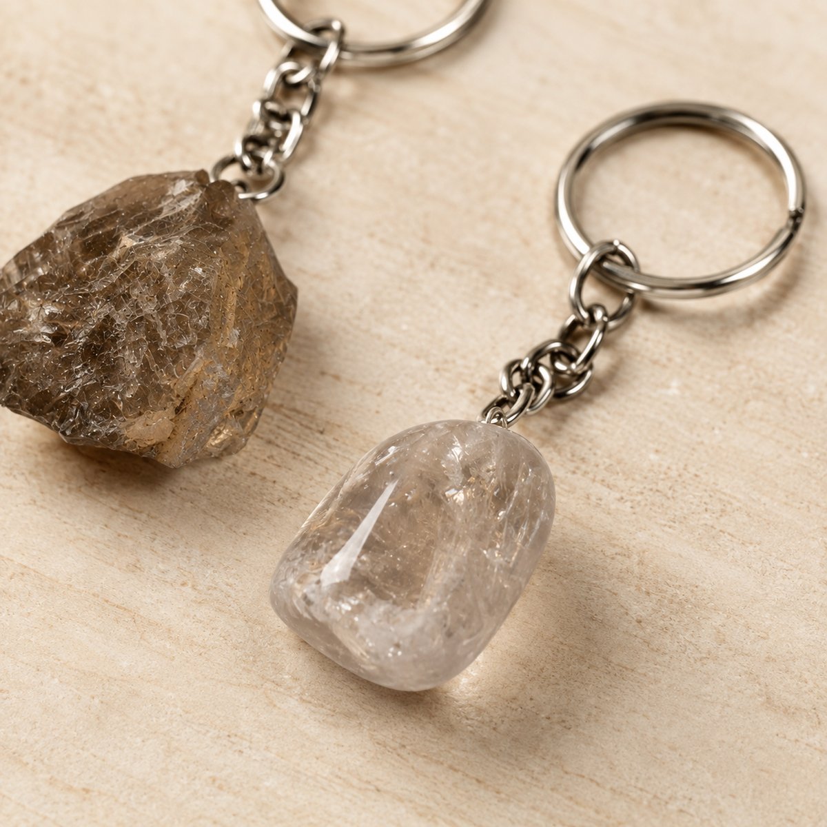 Smokey Quartz Key Chain, Gemstone Keychain Crystal Key Ring (Purification and Grounding)