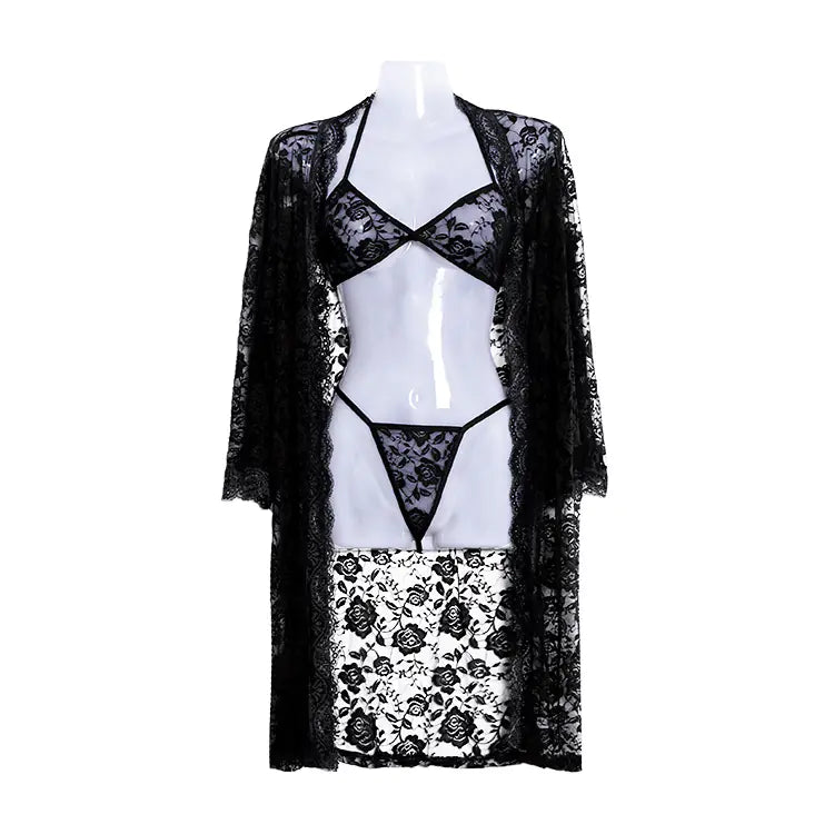Lace Lingerie Plus Size 3-Piece Set
