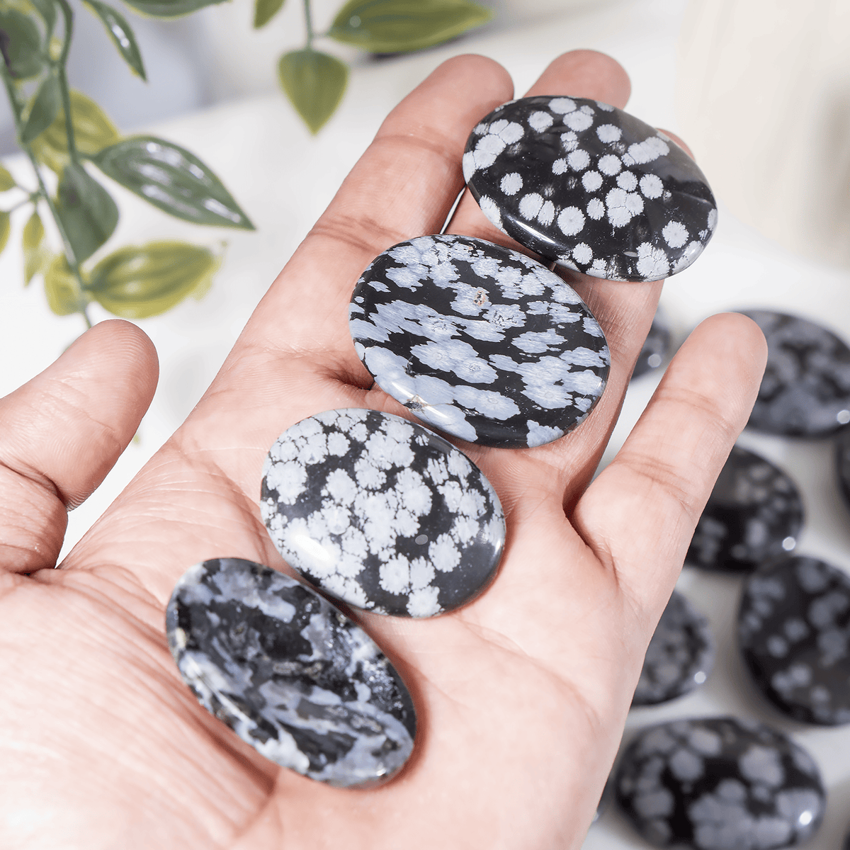 Snowflake Obsidian Pocket Stones (Angelic Communication and Past Life Recall)