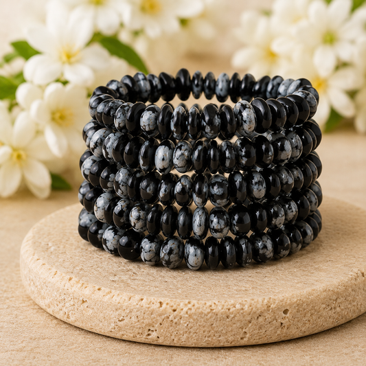 Snowflake Obsidian Chip Bracelet(Past Life Recall and Wisdom)