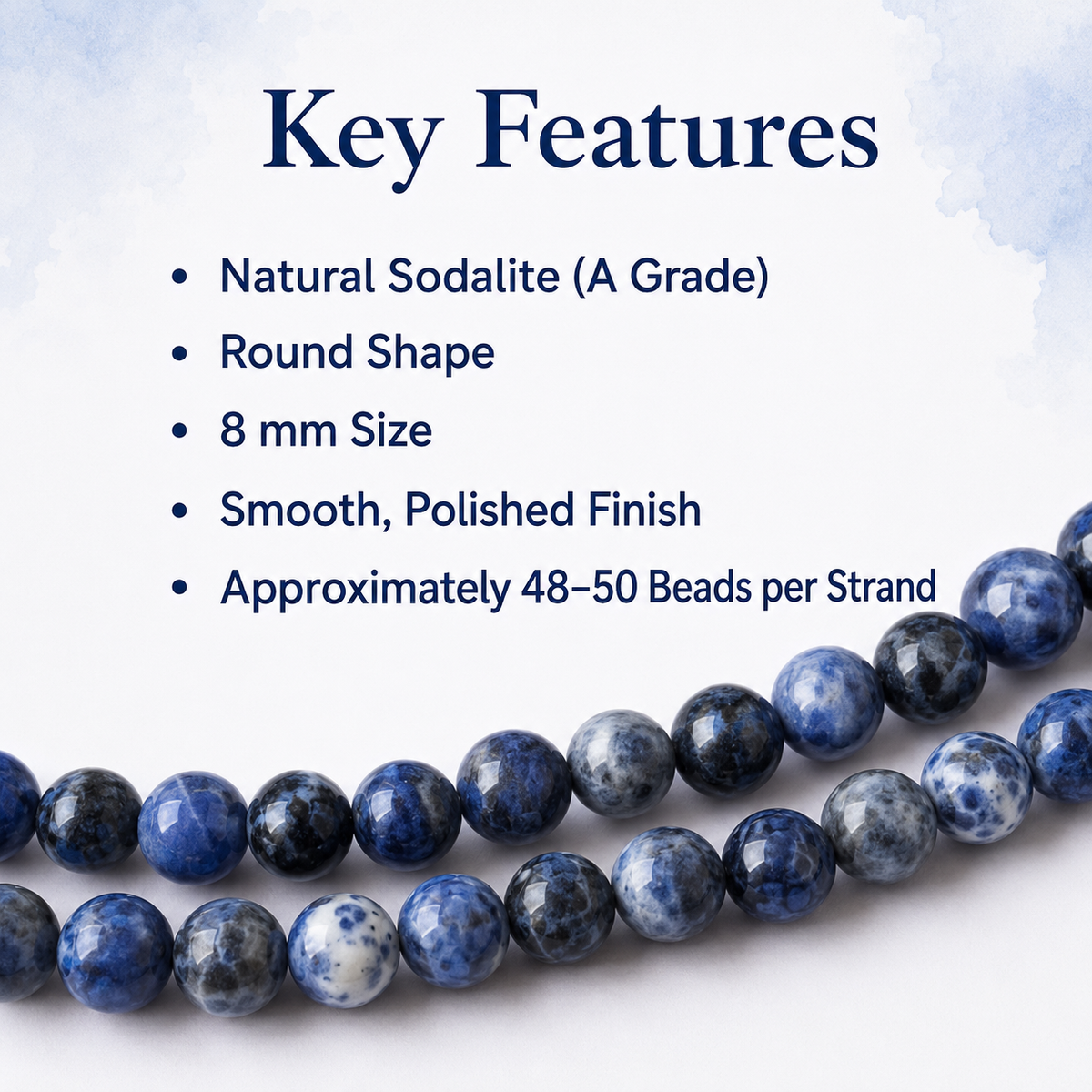 Sodalite Beads, Natural Round Crystal Beads 4mm to 12mm