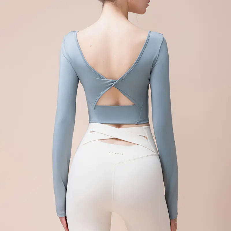 New Autumn Winter Yoga Long Sleeve Top with Padding - Lingerie