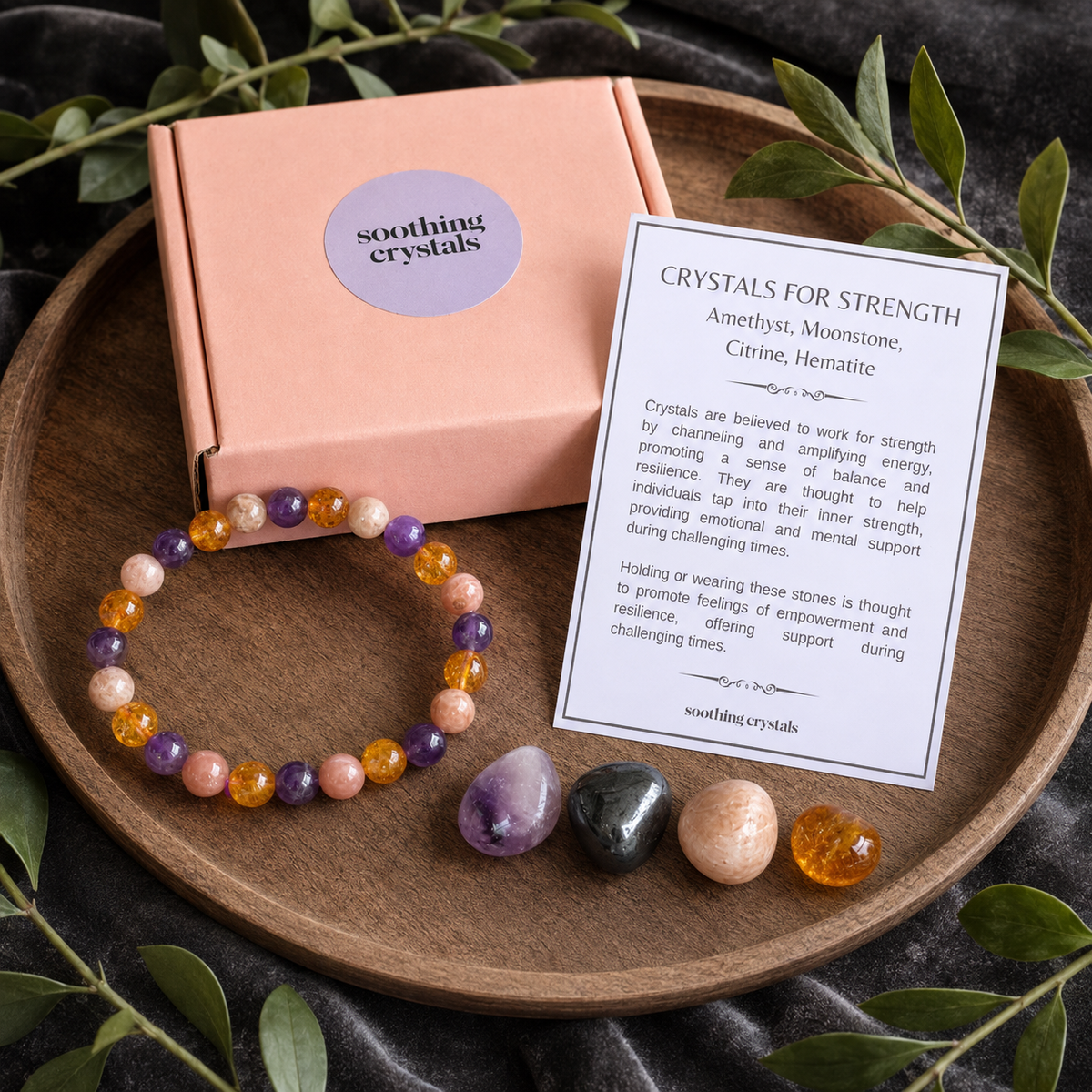 Enhances STRENGTH Crystal Kit, Gemstone Tumble Kit, Strength Crystal Gift Set