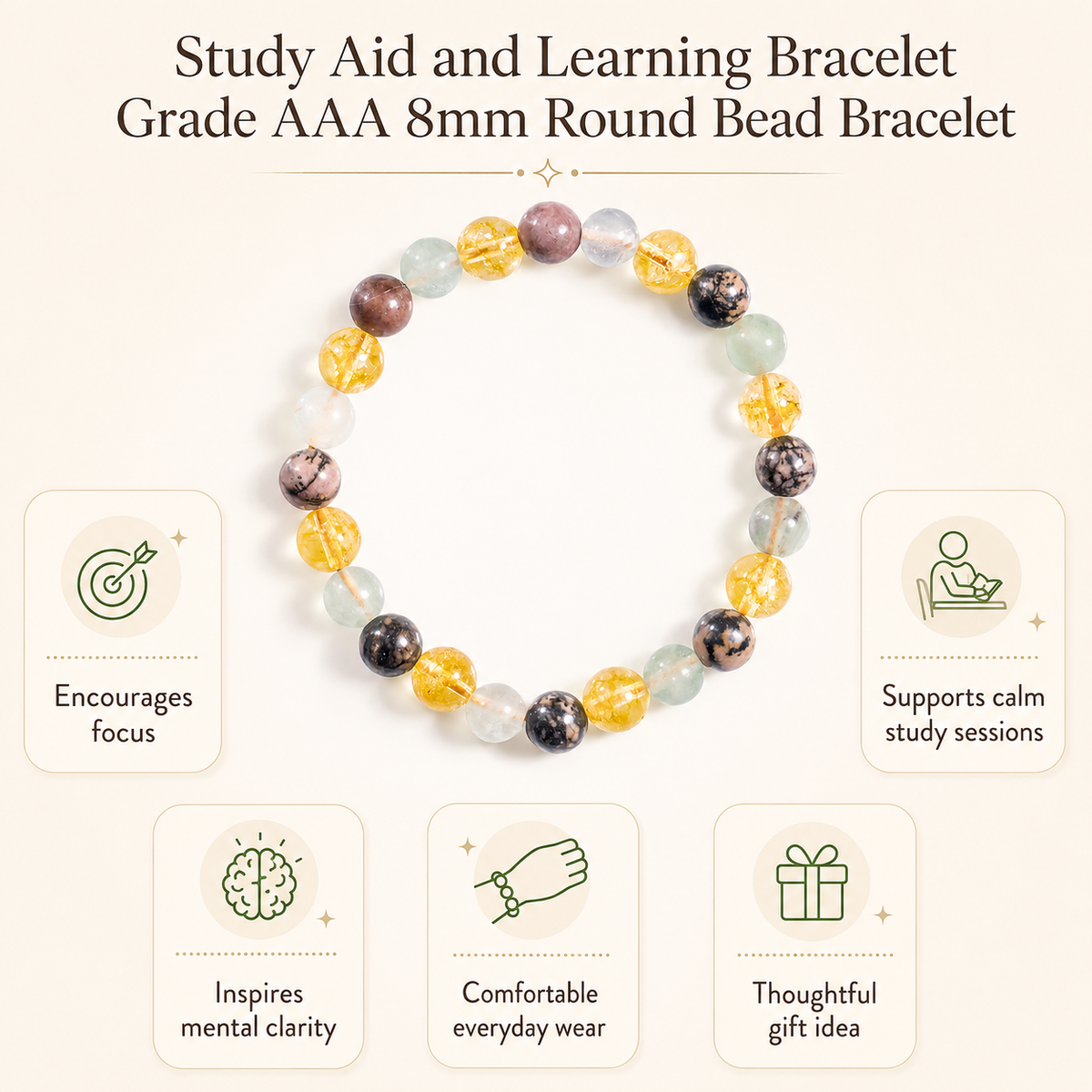 STUDY AID AND LEARNING Crystal Set, Crystal Healing Bracelet.