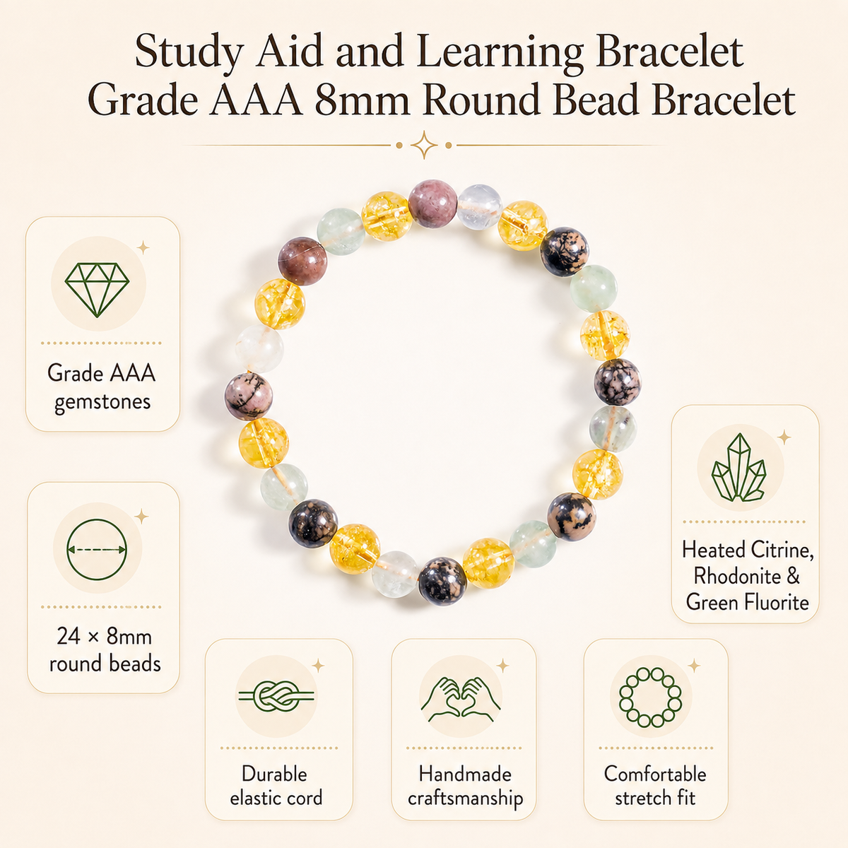 STUDY AID AND LEARNING Crystal Set, Crystal Healing Bracelet.