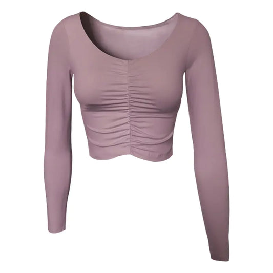 Fashion Long Sleeve Yoga Top with Built-in Padding - Lingerie