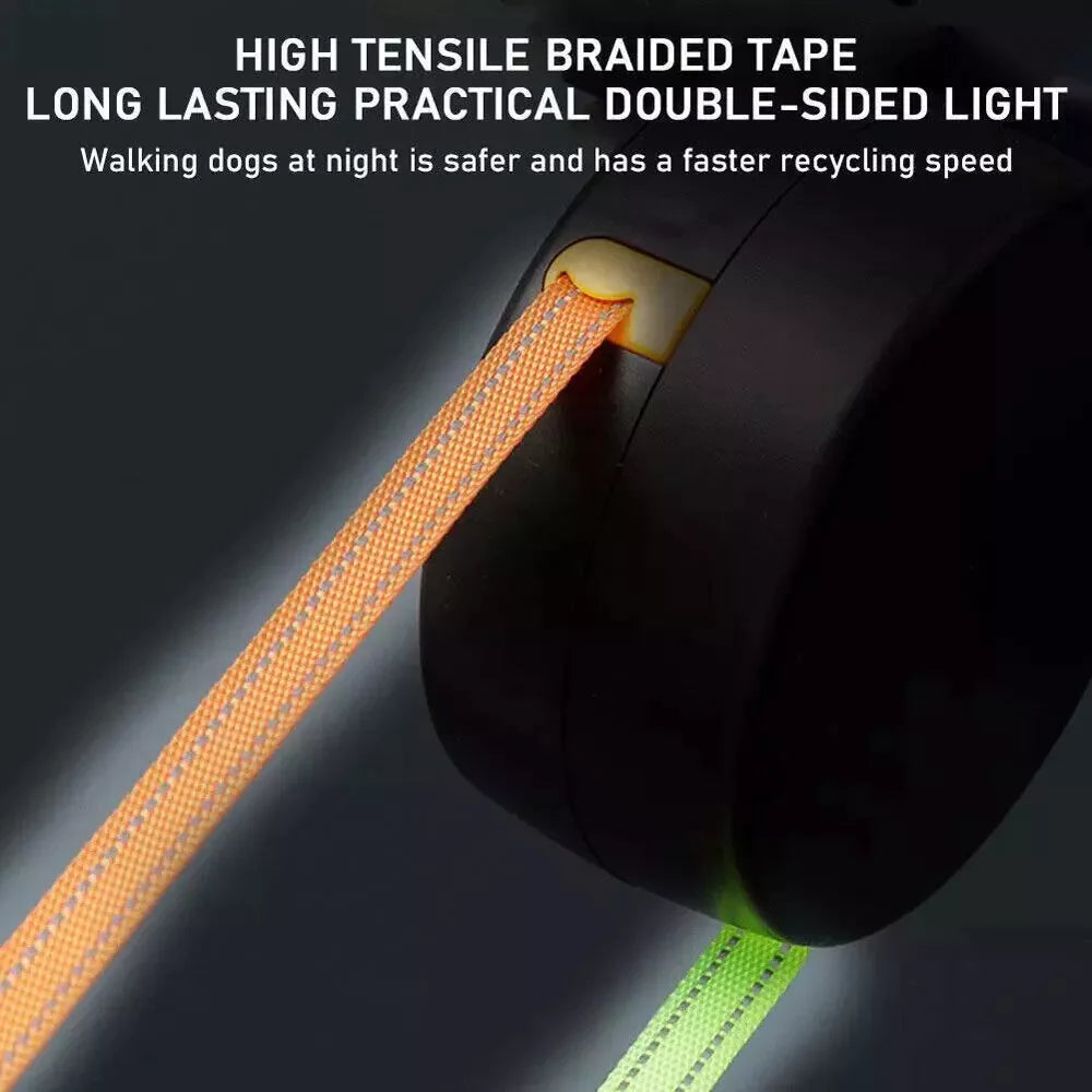 Dual Pet Leash Retractable Reflective Lead 360 Swivel Double Dog Walking Leash
