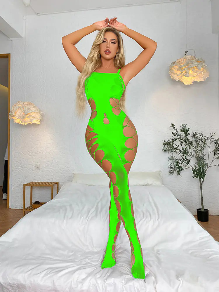 Sexy Sheer Bodysuit with Open-Crotch Stockings - Lingerie