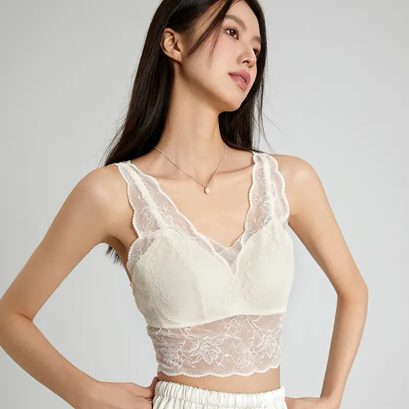 Lace French Bra for Women - Wireless and Supportive - Lingerie