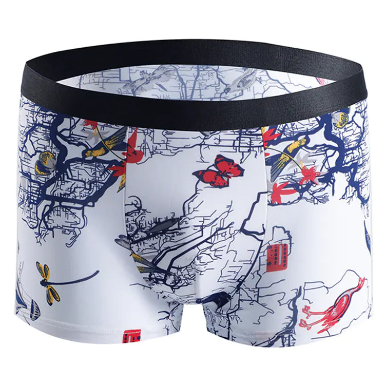 Men's Breathable Boxer Shorts with Fashion Print- Lingerie