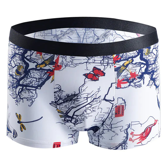 Men's Breathable Boxer Shorts with Fashion Print- Lingerie