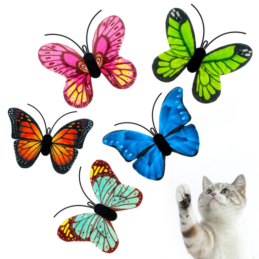 Lepawit Catnip Toys for Indoor Cats 5 Pack Butterfly Catnip Toys with Crinkle Cat Toys for Indoor Cats & Kitten & Kitty - US seller