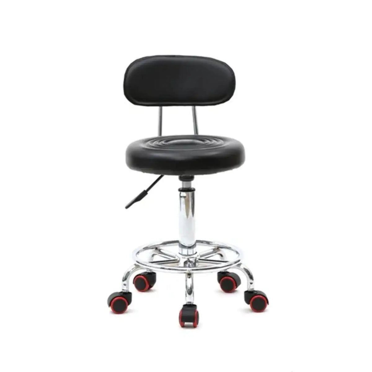 Round Shape Adjustable Salon Stool With Back And Line Black XH
