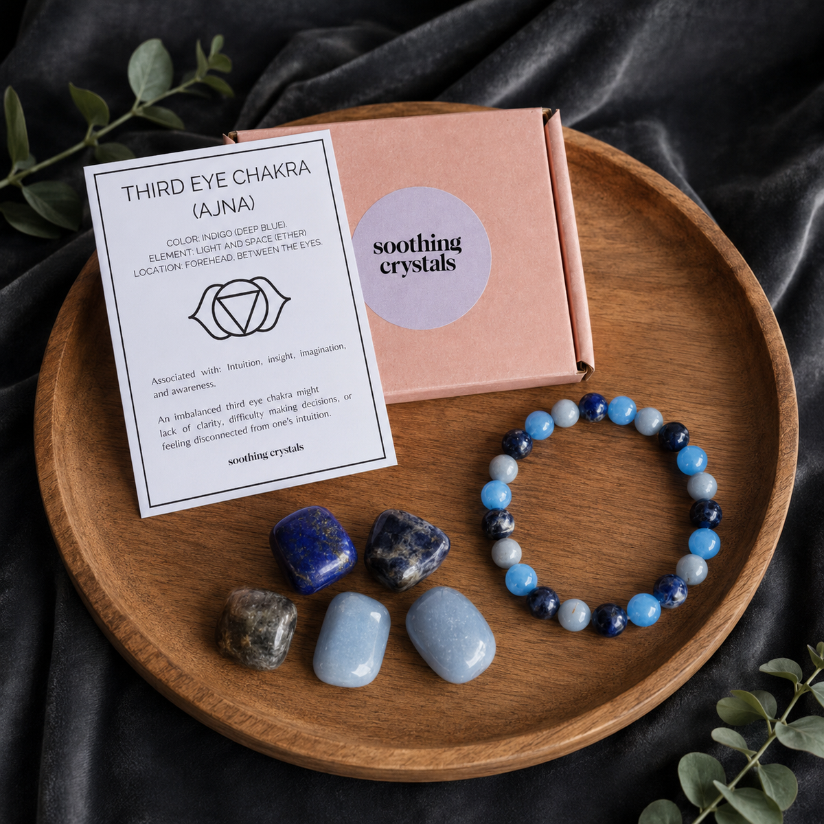 THIRD EYE Chakra Crystals Kit, Chakra's Stones Tumbled Set, Chakra's Gift