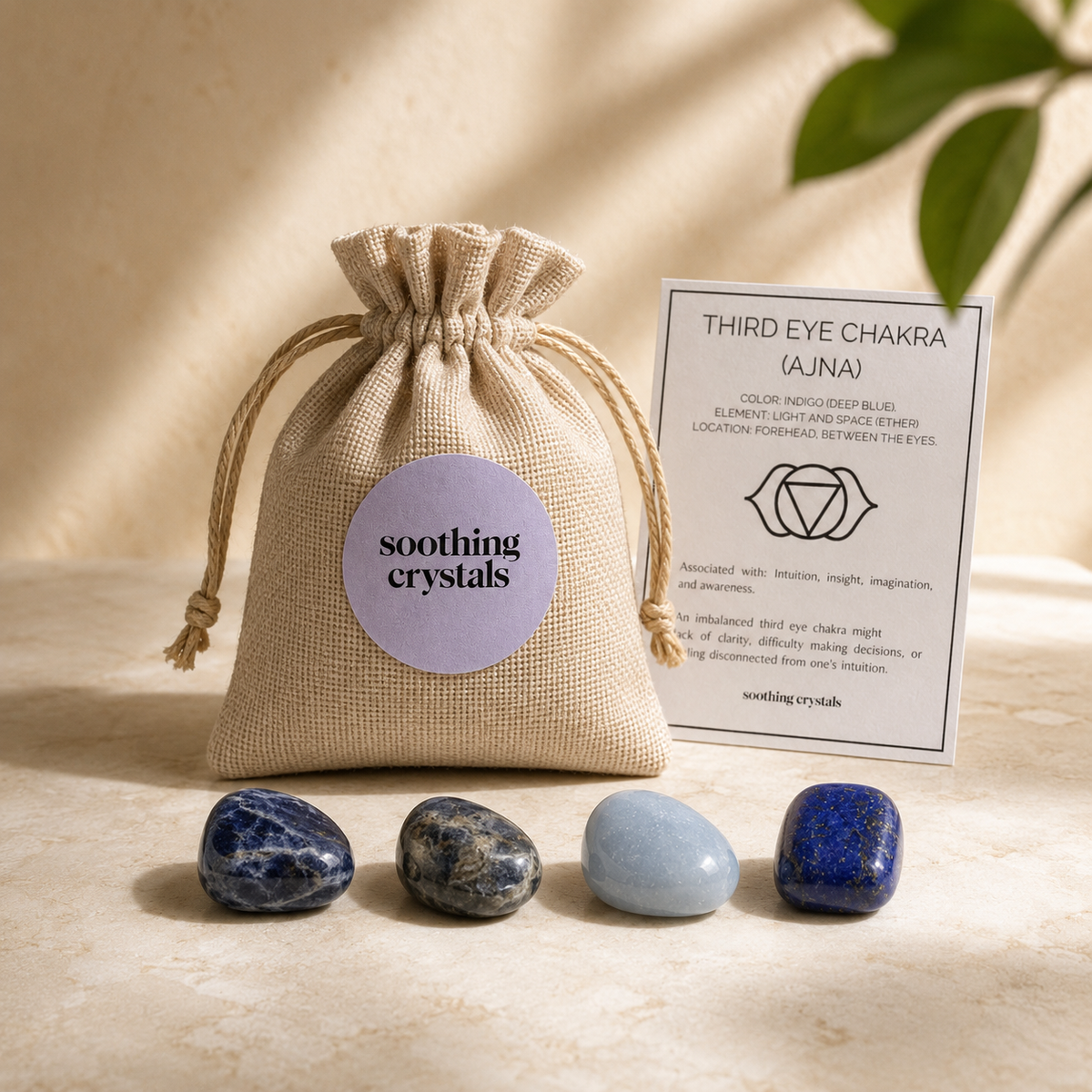 THIRD EYE Chakra Crystals Kit, Chakra's Stones Tumbled Set, Chakra's Gift