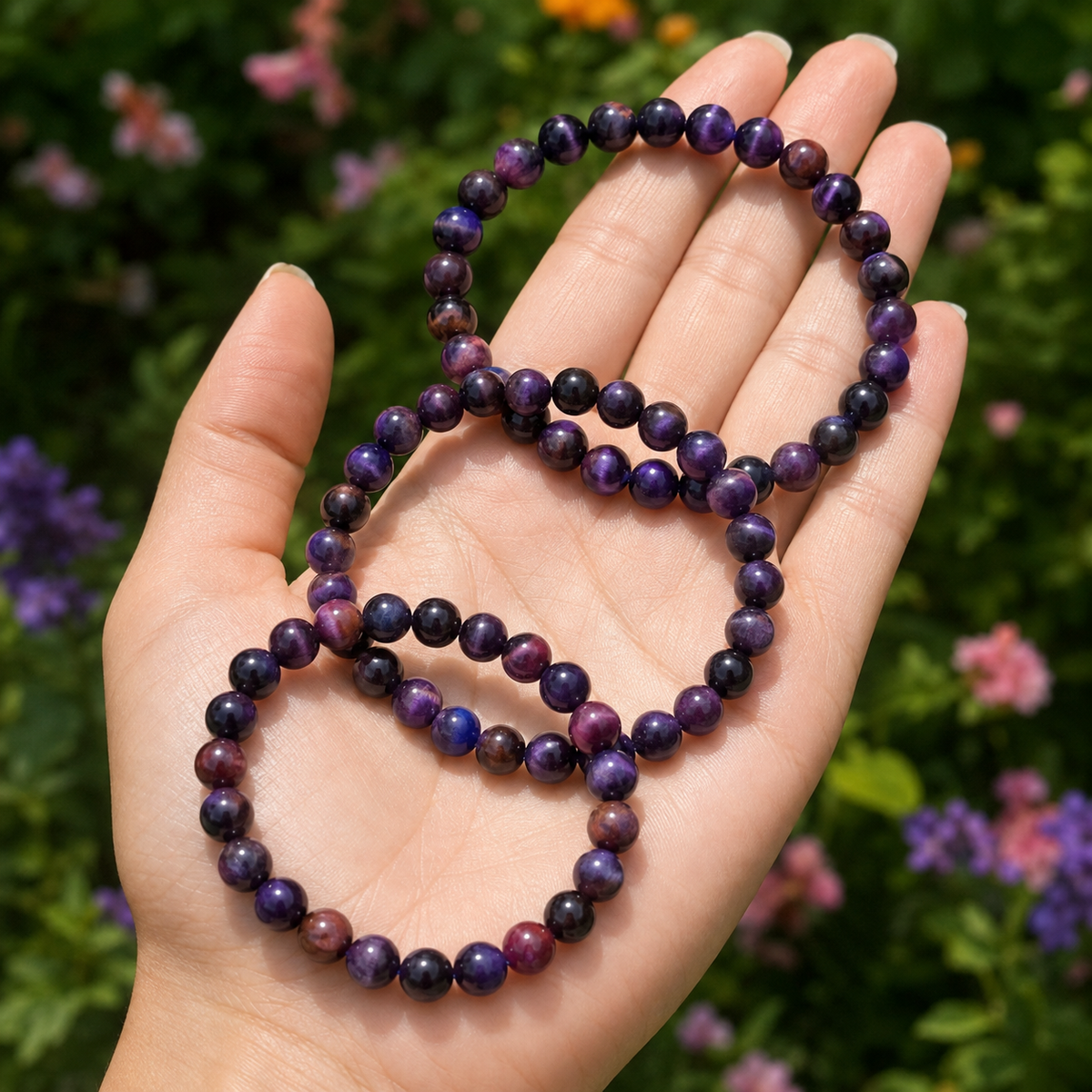 Violet Heated Tiger Cats Eye Bracelet (Creativity and Intuition).