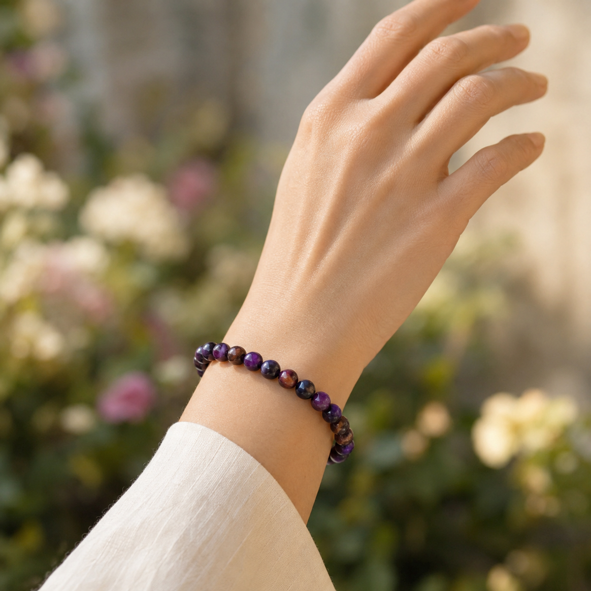 Violet Heated Tiger Cats Eye Bracelet (Creativity and Intuition).