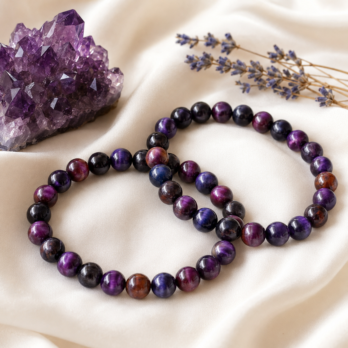 Violet Heated Tiger Cats Eye Bracelet (Creativity and Intuition).