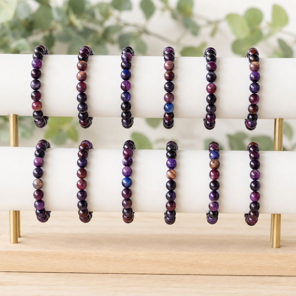 Violet Heated Tiger Cats Eye Bracelet (Creativity and Intuition).