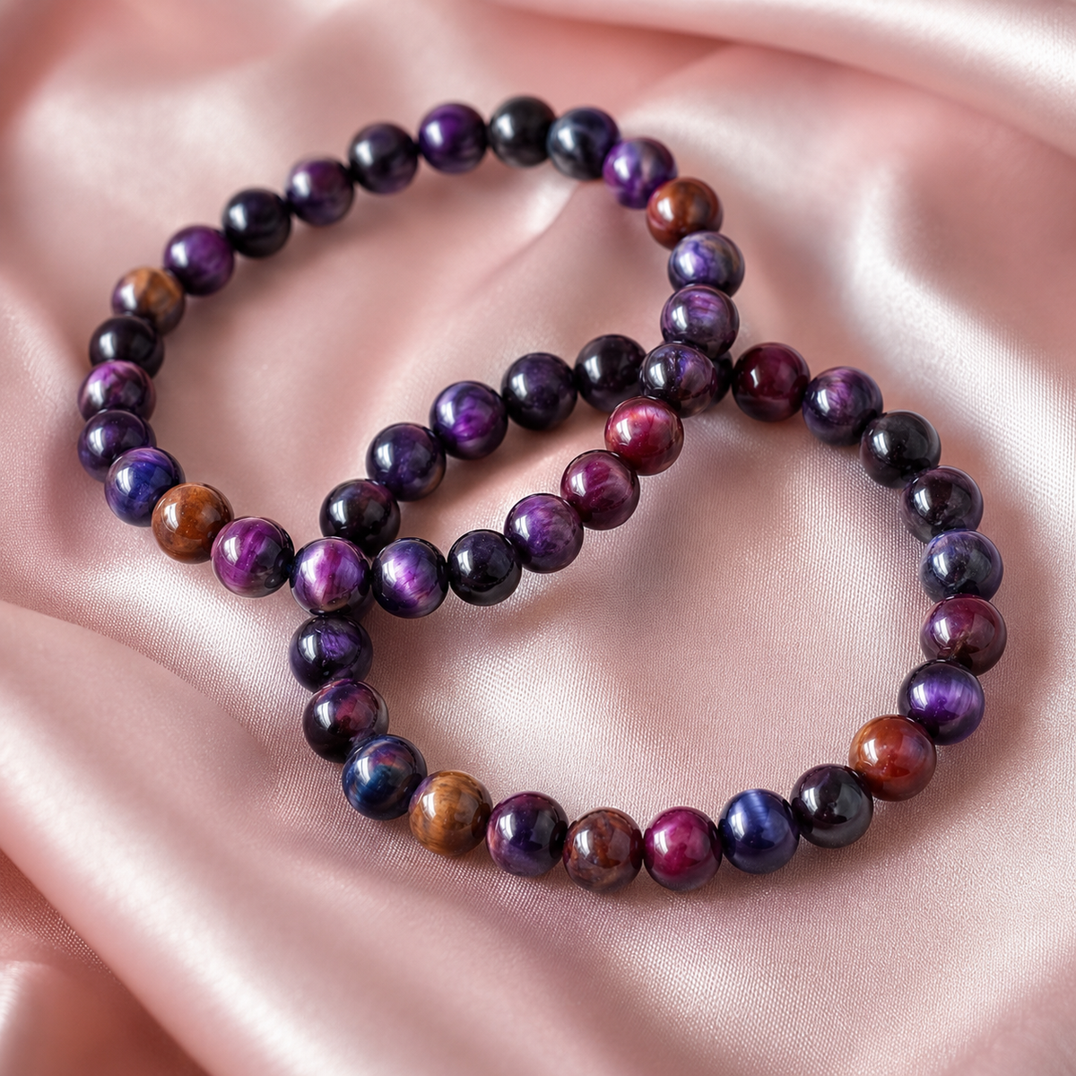 Violet Heated Tiger Cats Eye Bracelet (Creativity and Intuition).