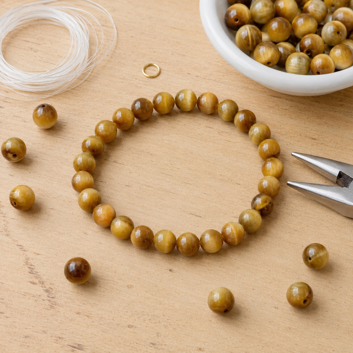 Yellow Heated Tiger Cats Eye Bracelet (Prosperity and Creativity)