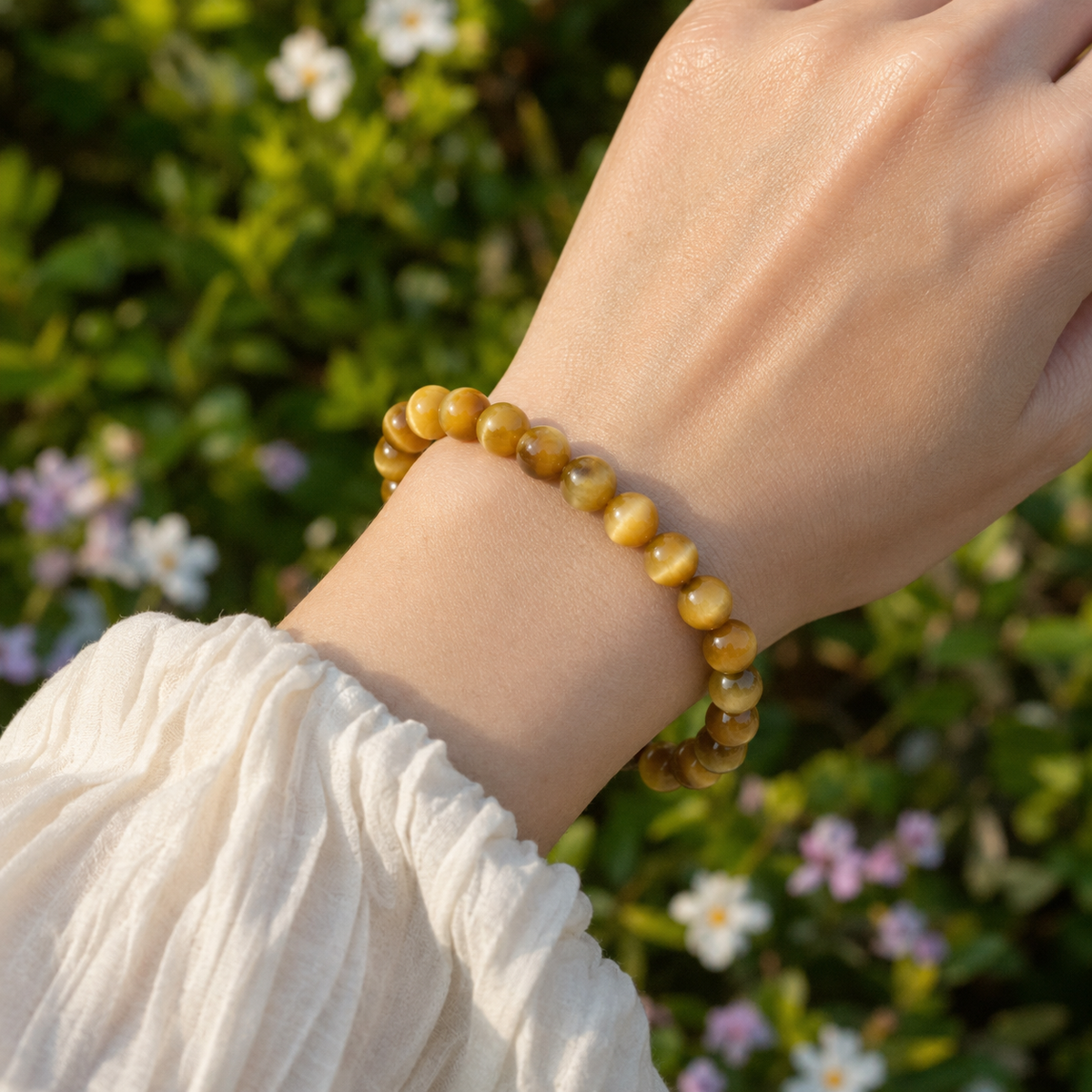 Yellow Heated Tiger Cats Eye Bracelet (Prosperity and Creativity)
