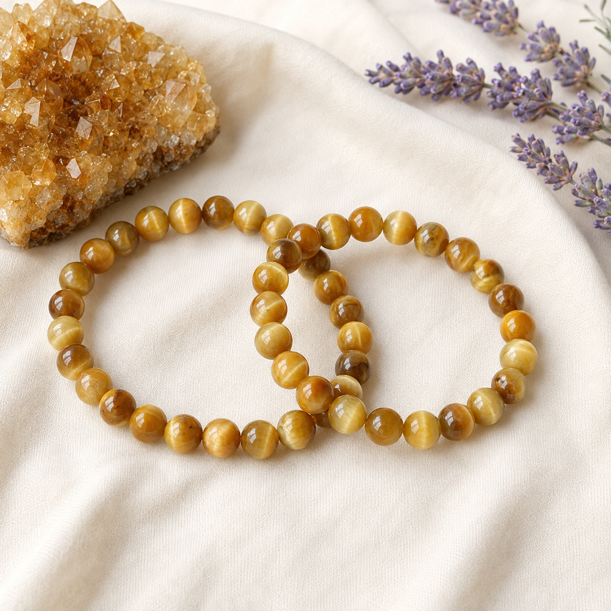 Yellow Heated Tiger Cats Eye Bracelet (Prosperity and Creativity)