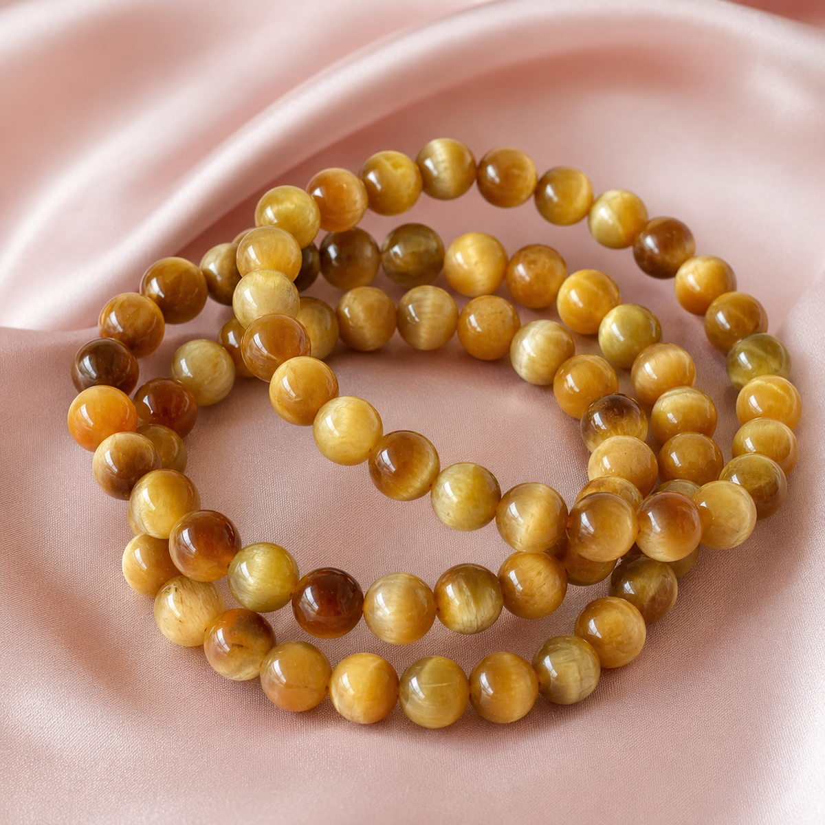 Yellow Heated Tiger Cats Eye Bracelet (Prosperity and Creativity)